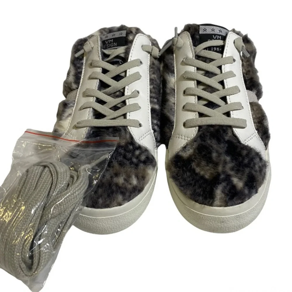 Vintage Havana Faux Fur Sneakers Slip On Sneakers Pewter Snake Women’s Size 8.5